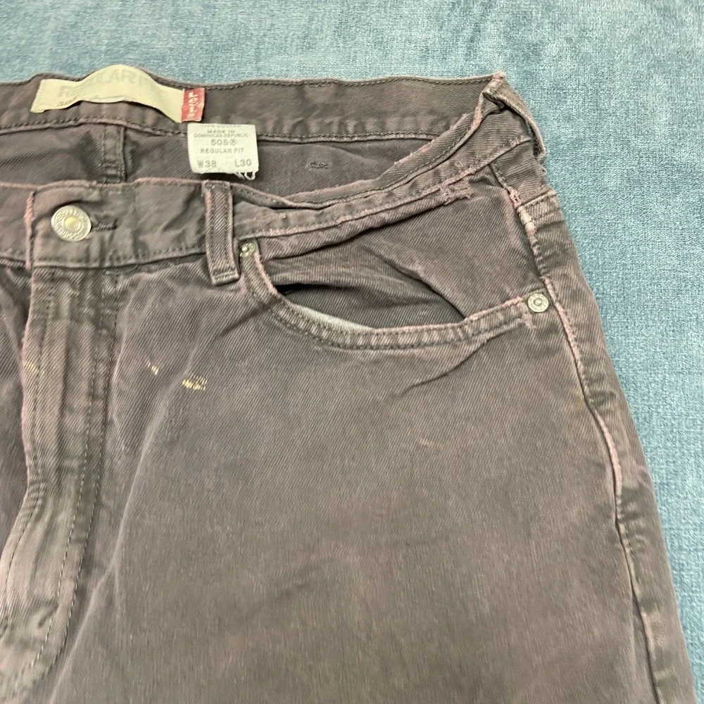 Levi's 505 Jeans Mens 38x30 Gray Denim Cotton Mid Rise Relaxed Fit Straight Leg